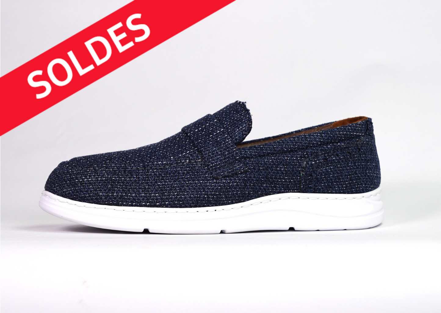 Mocassin tissu bleu Carlos
